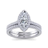 Carly - 14K White Gold Marquise Shape Halo Diamond Engagement Ring - 0.27 ct