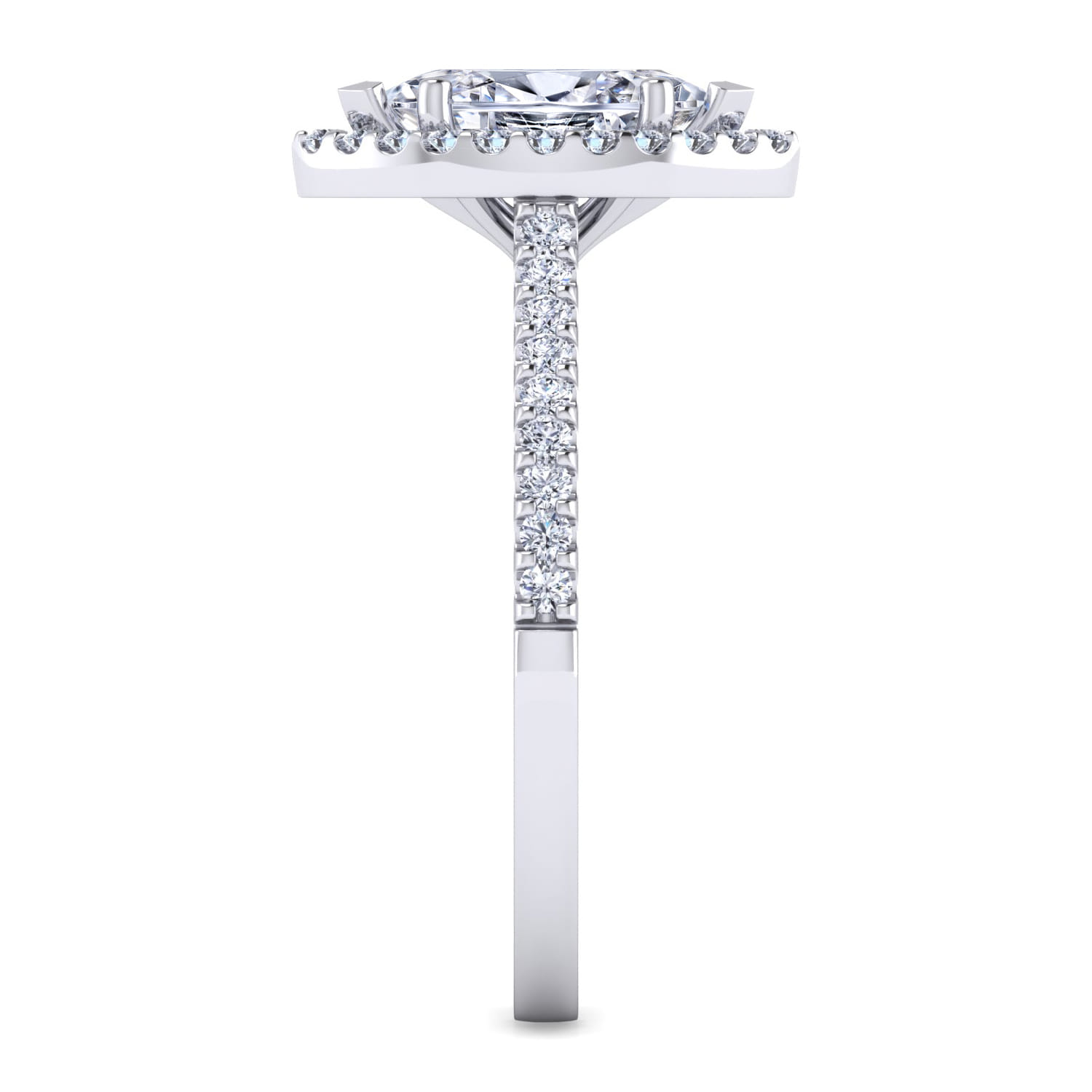 Carly - 14K White Gold Marquise Shape Halo Diamond Engagement Ring - 0.27 ct - Shot 5