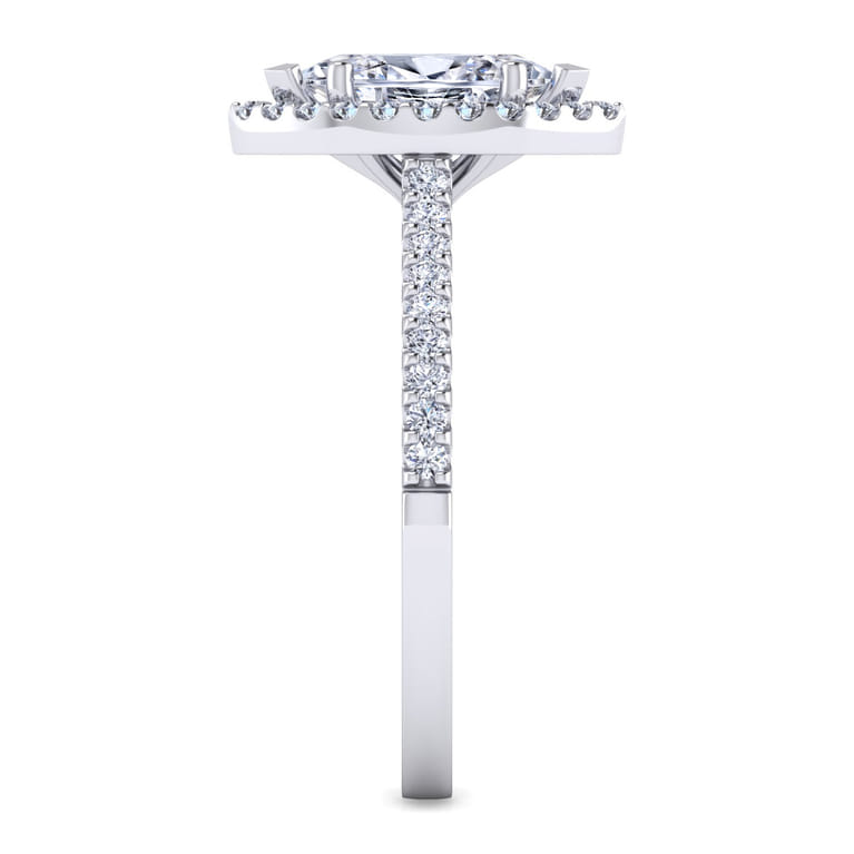 Carly - 14K White Gold Marquise Shape Halo Diamond Engagement Ring - 0.27 ct - Shot 5