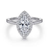 Carly - 14K White Gold Marquise Shape Halo Diamond Engagement Ring - 0.36 ct