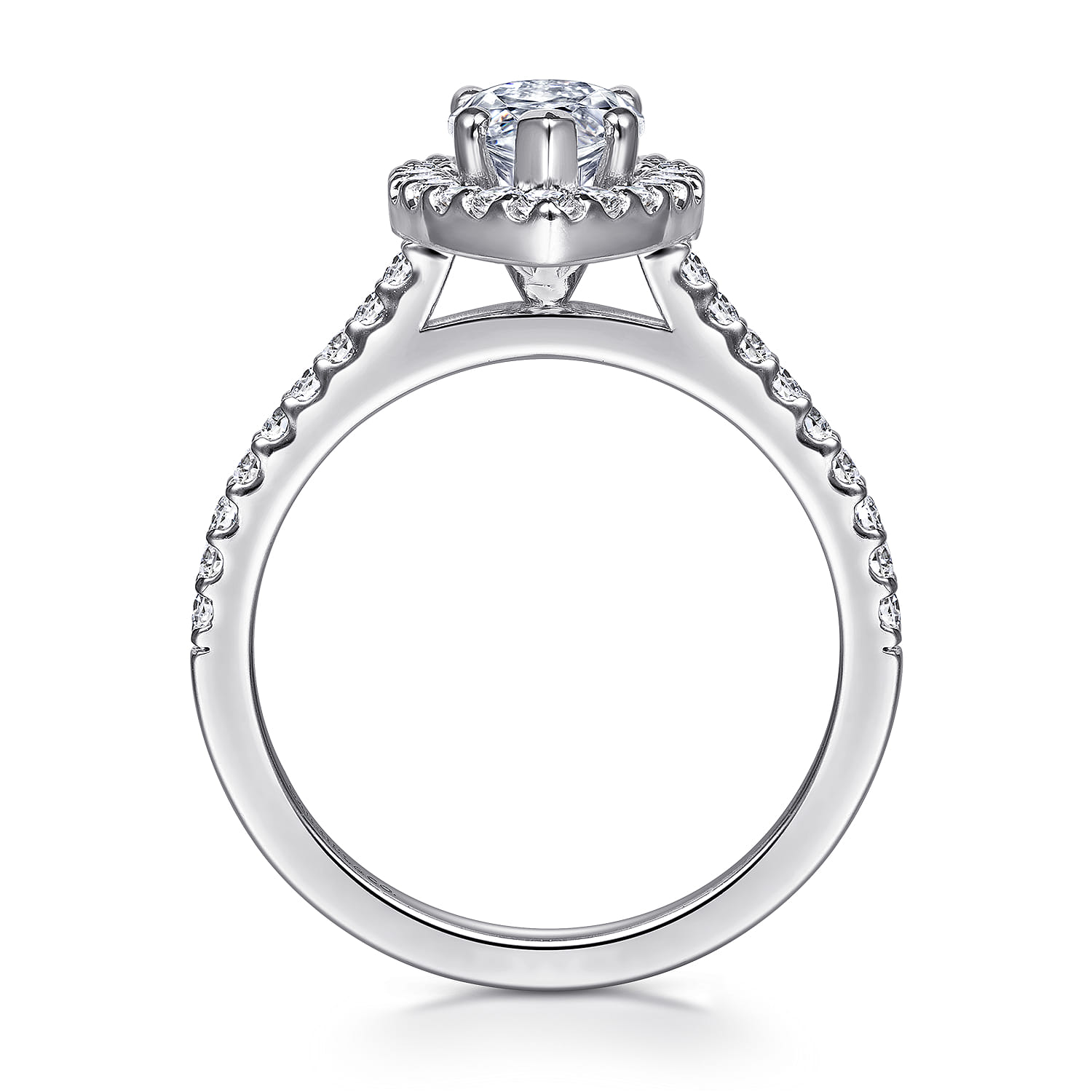 Carly - 14K White Gold Marquise Shape Halo Diamond Engagement Ring - 0.36 ct - Shot 2