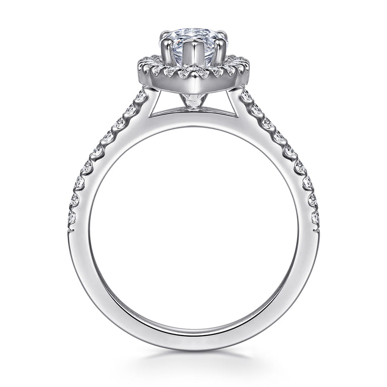 Carly - 14K White Gold Marquise Shape Halo Diamond Engagement Ring - 0.36 ct - Shot 2