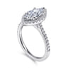 Carly - 14K White Gold Marquise Shape Halo Diamond Engagement Ring - 0.36 ct