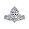 Carly - 14K White Gold Marquise Shape Halo Diamond Engagement Ring - 0.36 ct