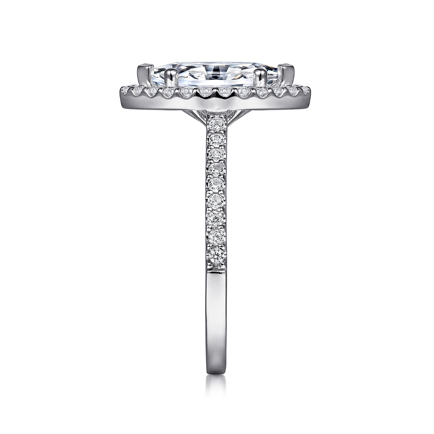 Carly - 14K White Gold Marquise Shape Halo Diamond Engagement Ring - 0.36 ct - Shot 5