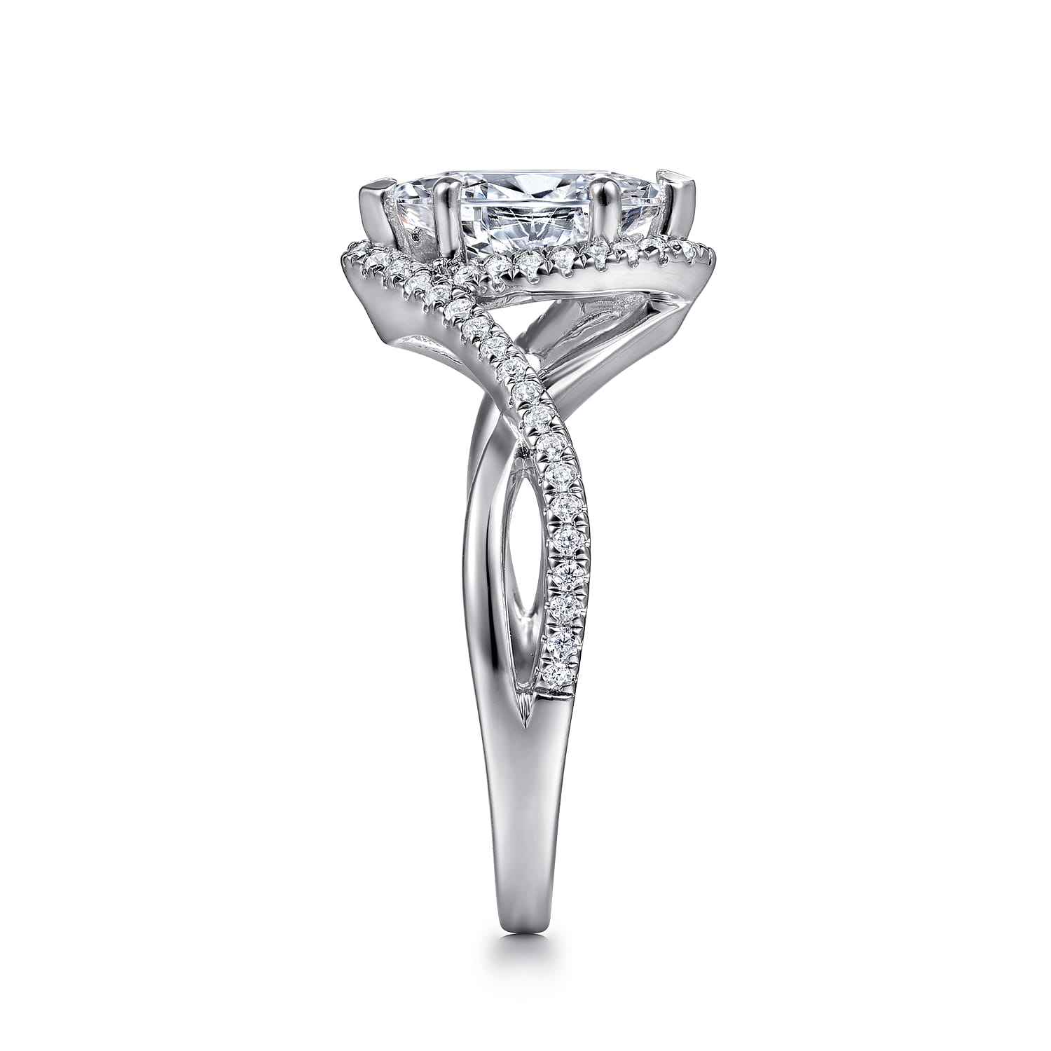 Courtney - 14K White Gold Marquise Halo Diamond Engagement Ring - 0.25 ct - Shot 4