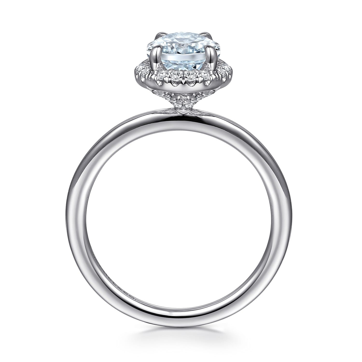 Maeva - 14K White Gold Oval Halo Aquamarine and Diamond Engagement Ring - 0.19 ct - Shot 2