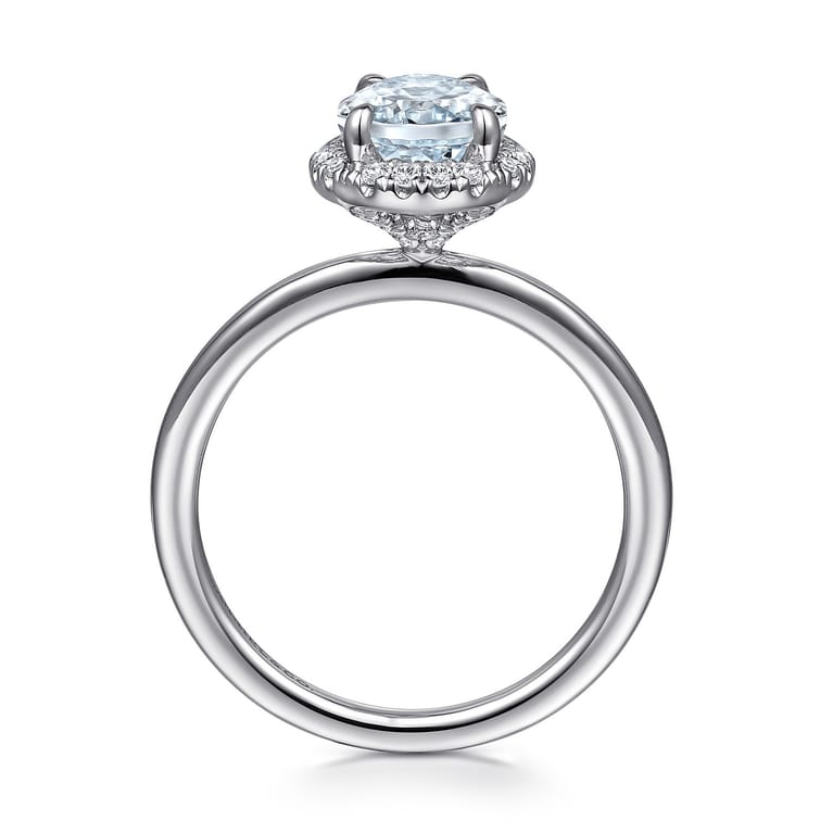Maeva - 14K White Gold Oval Halo Aquamarine and Diamond Engagement Ring - 0.19 ct - Shot 2