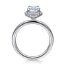 Maeva - 14K White Gold Oval Halo Aquamarine and Diamond Engagement Ring - 0.19 ct