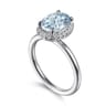 Maeva - 14K White Gold Oval Halo Aquamarine and Diamond Engagement Ring - 0.19 ct