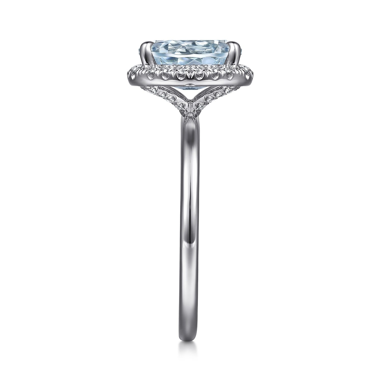 Maeva - 14K White Gold Oval Halo Aquamarine and Diamond Engagement Ring - 0.19 ct - Shot 5