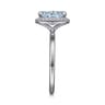 Maeva - 14K White Gold Oval Halo Aquamarine and Diamond Engagement Ring - 0.19 ct
