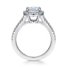 Loreina - 14K White Gold Oval Halo Aquamarine and Diamond Engagement Ring - 0.38 ct