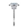 Loreina - 14K White Gold Oval Halo Aquamarine and Diamond Engagement Ring - 0.38 ct