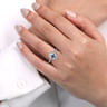 Loreina - 14K White Gold Oval Halo Aquamarine and Diamond Engagement Ring - 0.38 ct