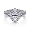 James - 14K White Gold Oval Halo Diamond Engagement Ring - 0.77 ct