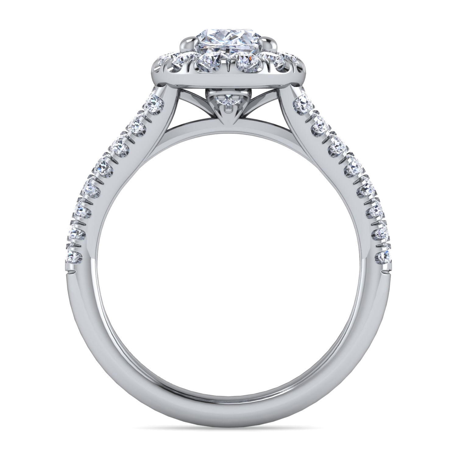 James - 14K White Gold Oval Halo Diamond Engagement Ring - 0.77 ct - Shot 2