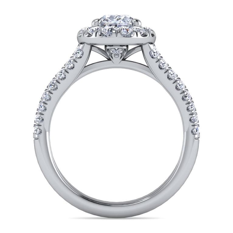 James - 14K White Gold Oval Halo Diamond Engagement Ring - 0.77 ct - Shot 2