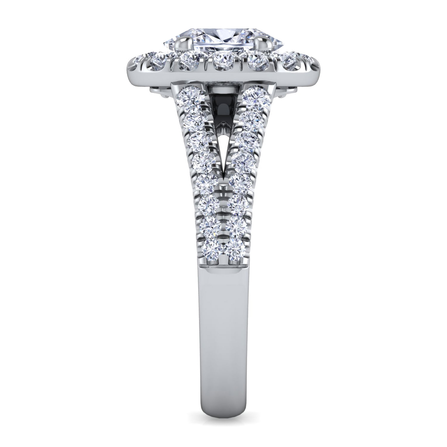 James - 14K White Gold Oval Halo Diamond Engagement Ring - 0.77 ct - Shot 5