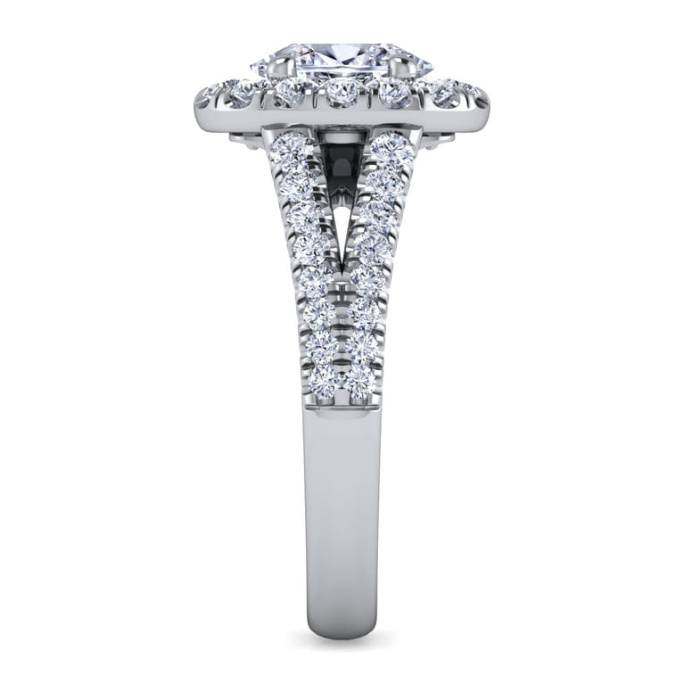 James - 14K White Gold Oval Halo Diamond Engagement Ring - 0.77 ct - Shot 5