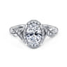 Shae - Vintage Inspired 14K White Gold Oval Halo Diamond Engagement Ring - 0.16 ct
