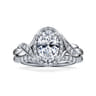 Shae - Vintage Inspired 14K White Gold Oval Halo Diamond Engagement Ring - 0.16 ct