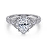 Annadale - Unique 14K White Gold Vintage Inspired Oval Halo Diamond Engagement Ring - 0.4 ct
