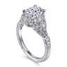 Annadale - Unique 14K White Gold Vintage Inspired Oval Halo Diamond Engagement Ring - 0.4 ct