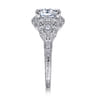 Annadale - Unique 14K White Gold Vintage Inspired Oval Halo Diamond Engagement Ring - 0.4 ct