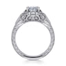 Annadale - Unique 14K White Gold Vintage Inspired Oval Halo Diamond Engagement Ring - 0.4 ct