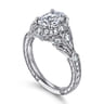 Annadale - Unique 14K White Gold Vintage Inspired Oval Halo Diamond Engagement Ring - 0.4 ct