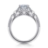Veronique - Unique 14K White Gold Vintage Inspired Oval Halo Diamond Engagement Ring - 0.4 ct