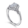 Veronique - Unique 14K White Gold Vintage Inspired Oval Halo Diamond Engagement Ring - 0.4 ct