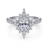 Astor - Unique 14K White Gold Oval Halo Diamond Engagement Ring - 1 ct