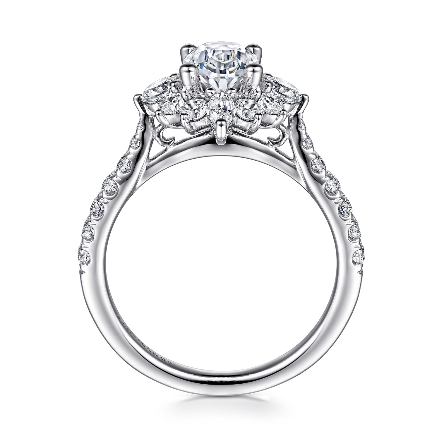 Astor - Unique 14K White Gold Oval Halo Diamond Engagement Ring - 1 ct - Shot 2