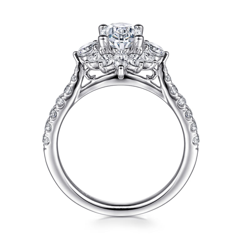 Astor - Unique 14K White Gold Oval Halo Diamond Engagement Ring - 1 ct - Shot 2