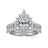 Astor - Unique 14K White Gold Oval Halo Diamond Engagement Ring - 1 ct