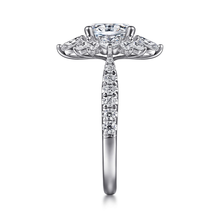 Astor - Unique 14K White Gold Oval Halo Diamond Engagement Ring - 1 ct - Shot 5
