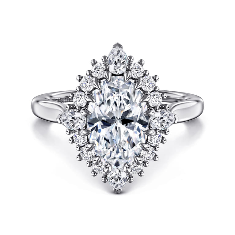 Ridley - 14K White Gold Oval Halo Diamond Engagement Ring - 1.1 ct - Shot 1