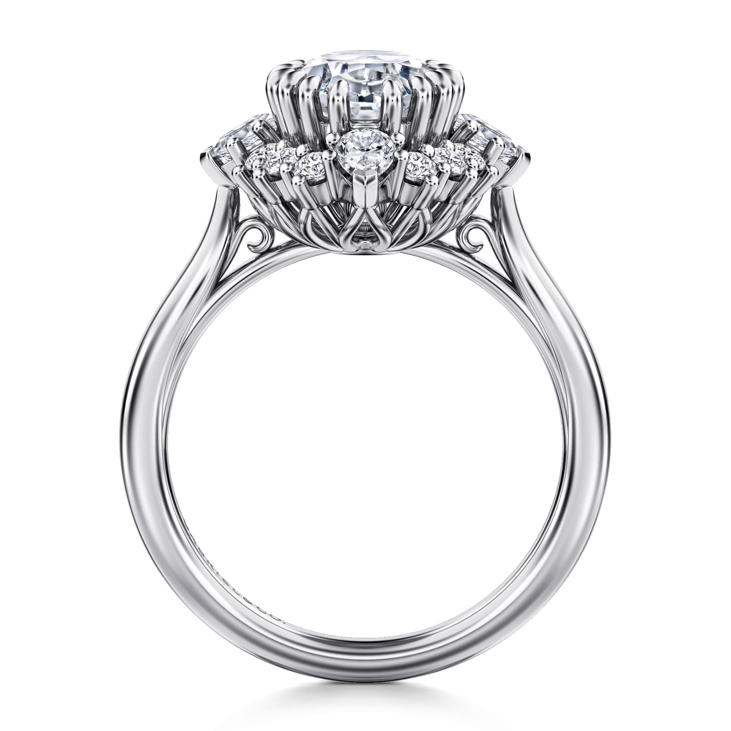 Ridley - 14K White Gold Oval Halo Diamond Engagement Ring - 1.1 ct - Shot 2