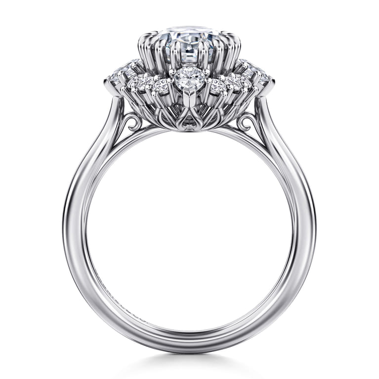 Ridley - 14K White Gold Oval Halo Diamond Engagement Ring - 1.1 ct - Shot 2