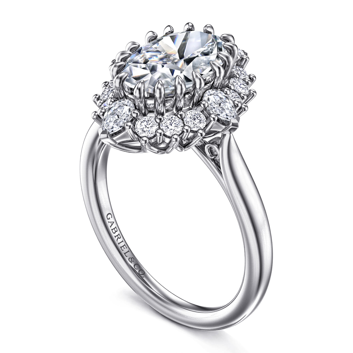 Ridley - 14K White Gold Oval Halo Diamond Engagement Ring - 1.1 ct - Shot 3
