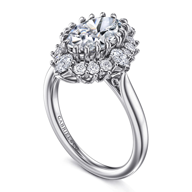 Ridley - 14K White Gold Oval Halo Diamond Engagement Ring - 1.1 ct - Shot 3