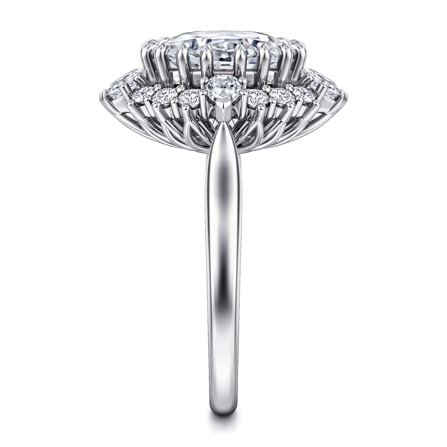 Ridley - 14K White Gold Oval Halo Diamond Engagement Ring - 1.1 ct - Shot 4