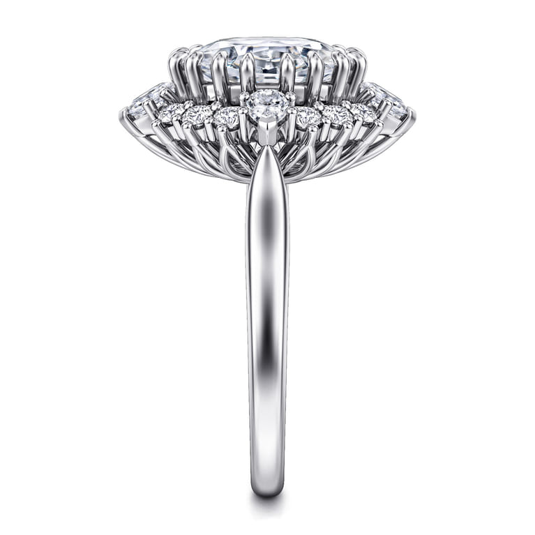 Ridley - 14K White Gold Oval Halo Diamond Engagement Ring - 1.1 ct - Shot 4