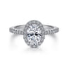 Idina - 14K White Gold Oval Halo Diamond Engagement Ring - 0.32 ct