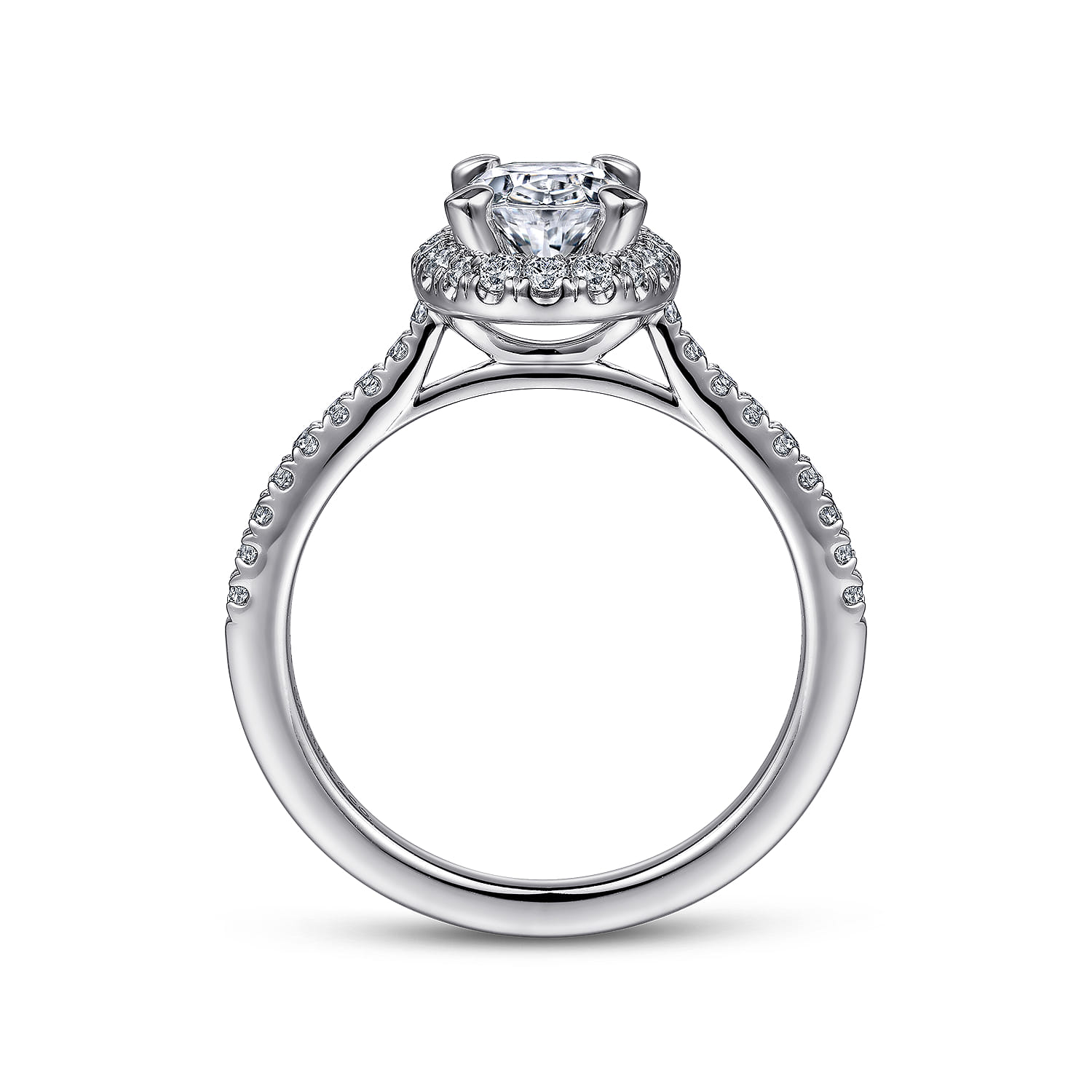 Idina - 14K White Gold Oval Halo Diamond Engagement Ring - 0.32 ct - Shot 2