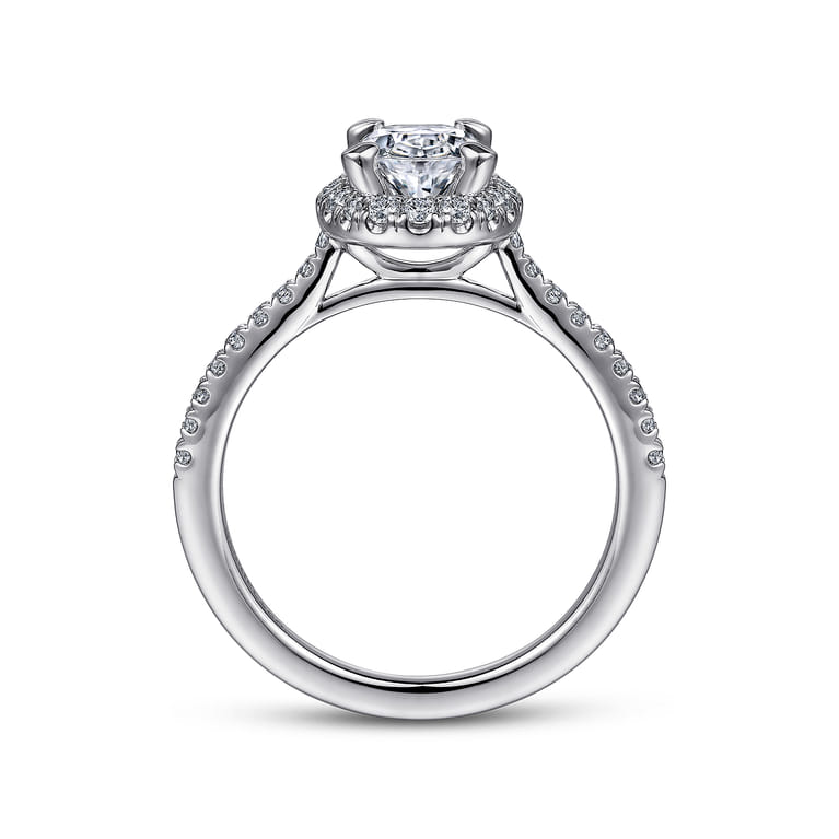 Idina - 14K White Gold Oval Halo Diamond Engagement Ring - 0.32 ct - Shot 2
