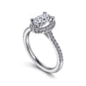 Idina - 14K White Gold Oval Halo Diamond Engagement Ring - 0.32 ct