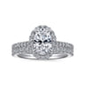 Idina - 14K White Gold Oval Halo Diamond Engagement Ring - 0.32 ct